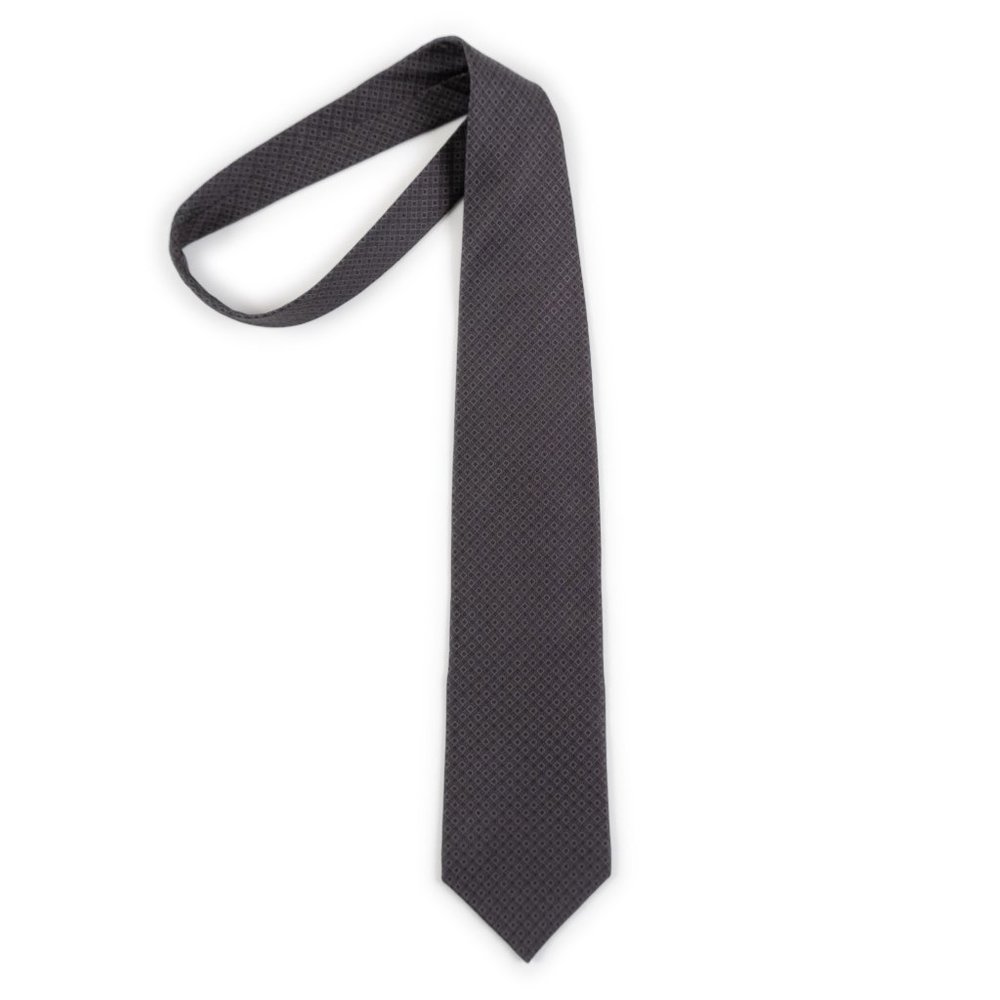 NAUTICA 100% silk grey black diamond pattern neck tie